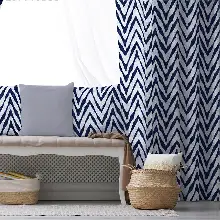 Genç Odası - Etnik Fon Perde Evim1524 Kumaşı Kalındır Duck Bezi Değildir- Mavi-beyaz