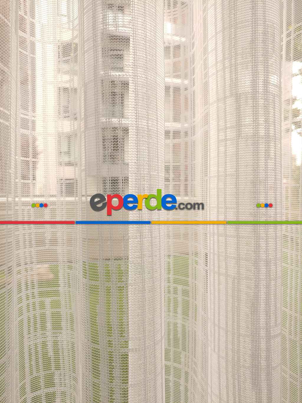 Mutfak Tül Perde Spor Desen - Ütü İstemez- Ekru