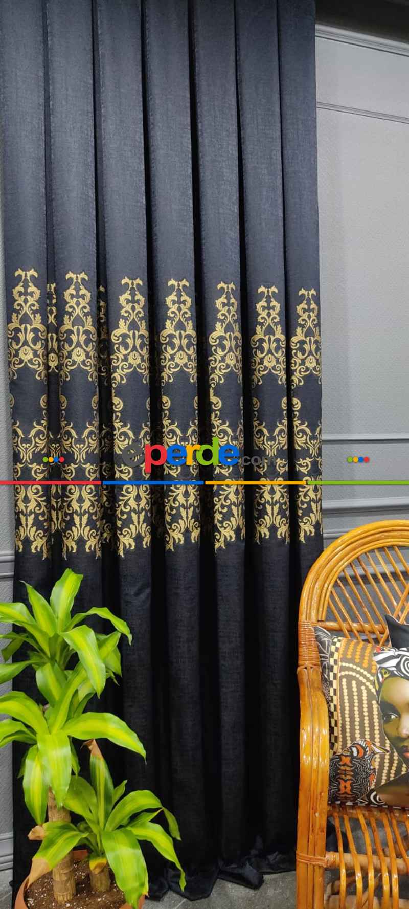 Salon Fon Perde - Lacivert Damask Desenli, Dokuma Fon Perde, Adet Fiyatıdır, İstediğiniz Boy Ölçüsünde Dikilir, Eni 50 İla 100cm Arası Seçenekler, Sık Piledir 50cm X 1cm 