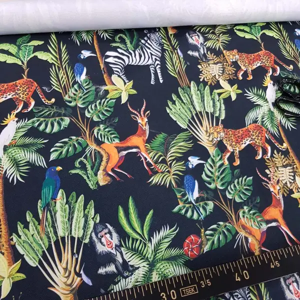 Tropikal Hayvan Desenli Fon Perde Evm581 Kumaşı Kalındır Duck Bezi Değildir- Yeşil-Mavi-Gri-Füme-Antrasit-Sarı-Beyaz-Turuncu