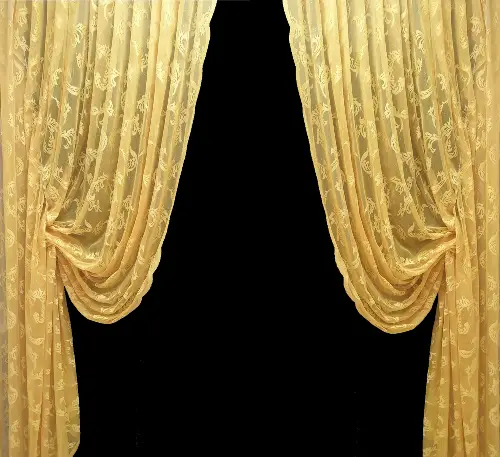 Tül Fon Hardal Koyu Sarı Renk Model Büzgülü Tasarım Fon Perde- Hardal 70cm X 270cm 