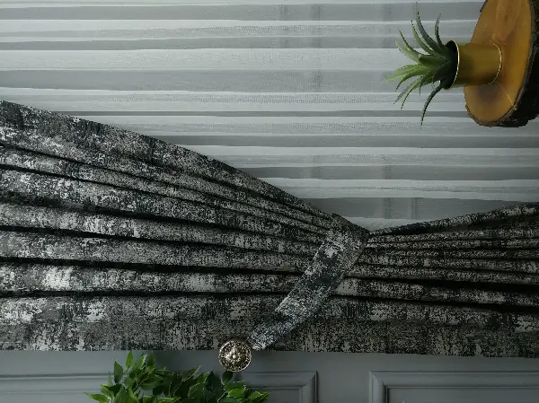 Patinedesenli Gri Jakar Fon Perde (180)- Gri-füme-antrasit