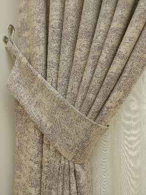 Mürdüm Krem- Düz Jakar Fon Perde (180)- Krem-mürdüm