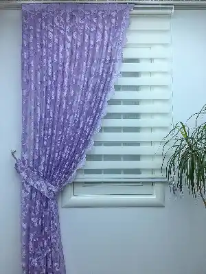 Açık Lila Rengi Desenli Tül Fon Perde Tek Sol Kanat Fon(çift Kanat Değildir.)- Lila Açık Lila