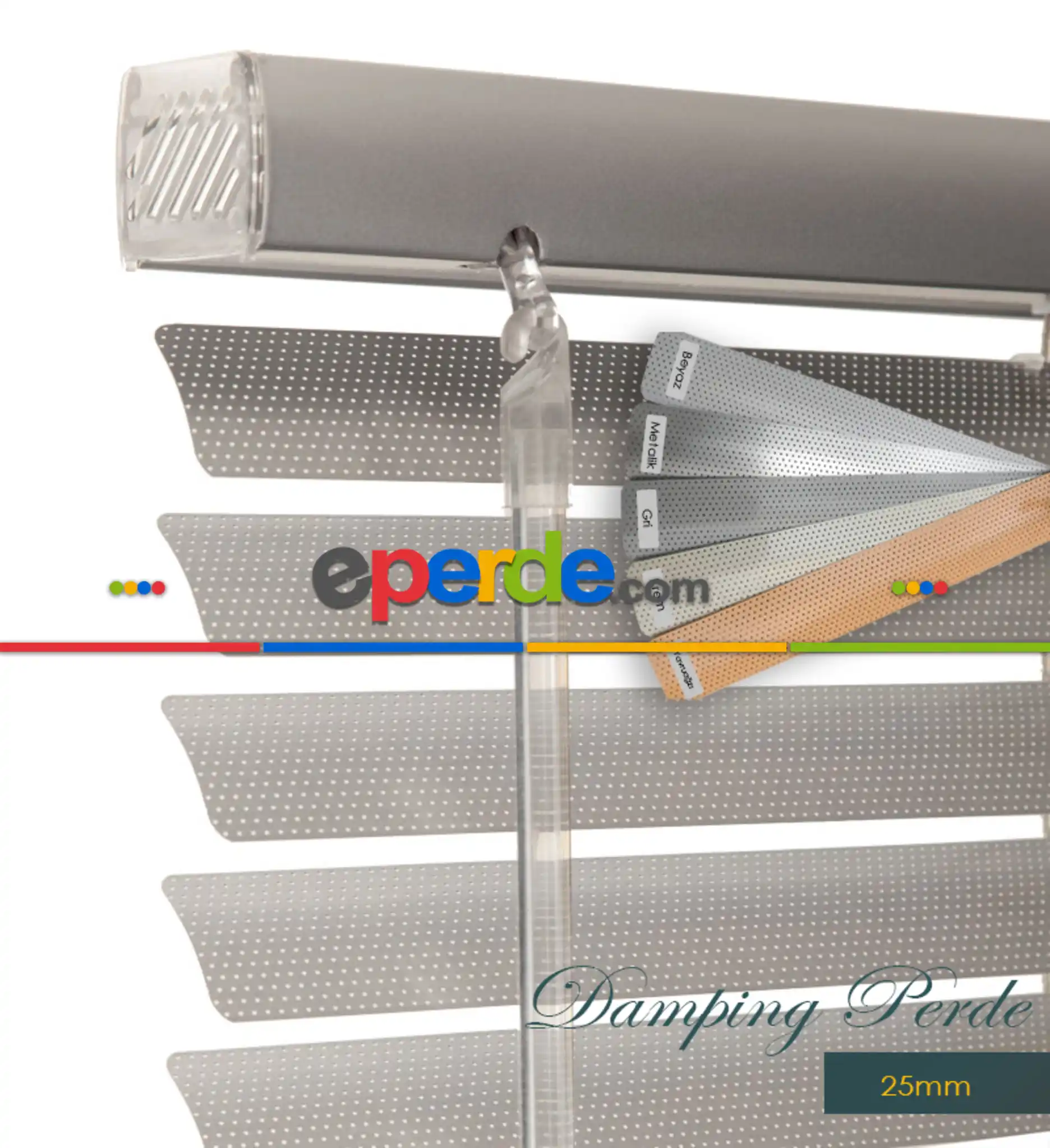 Jaluzi Perde Perfore Gri - 25mm Kalınlığında 1. Kalite 5 Renk - Delikli- Gri-füme-antrasit-beyaz-krem-yavru Ağzı