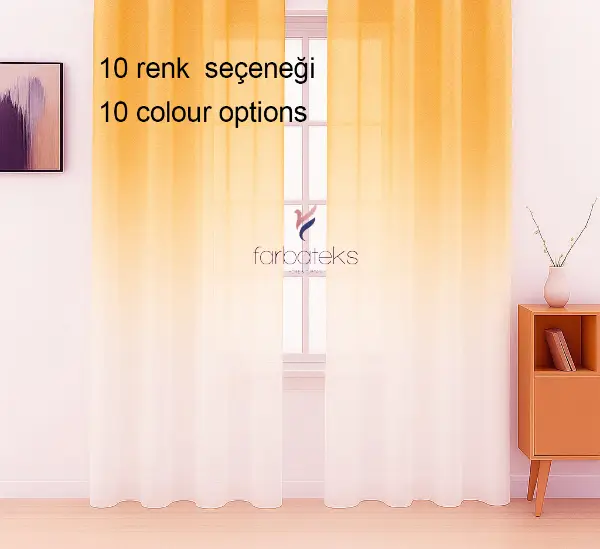 Kavuniçi Turuncu Renk Renkli Degrade Rustik Tül Perde