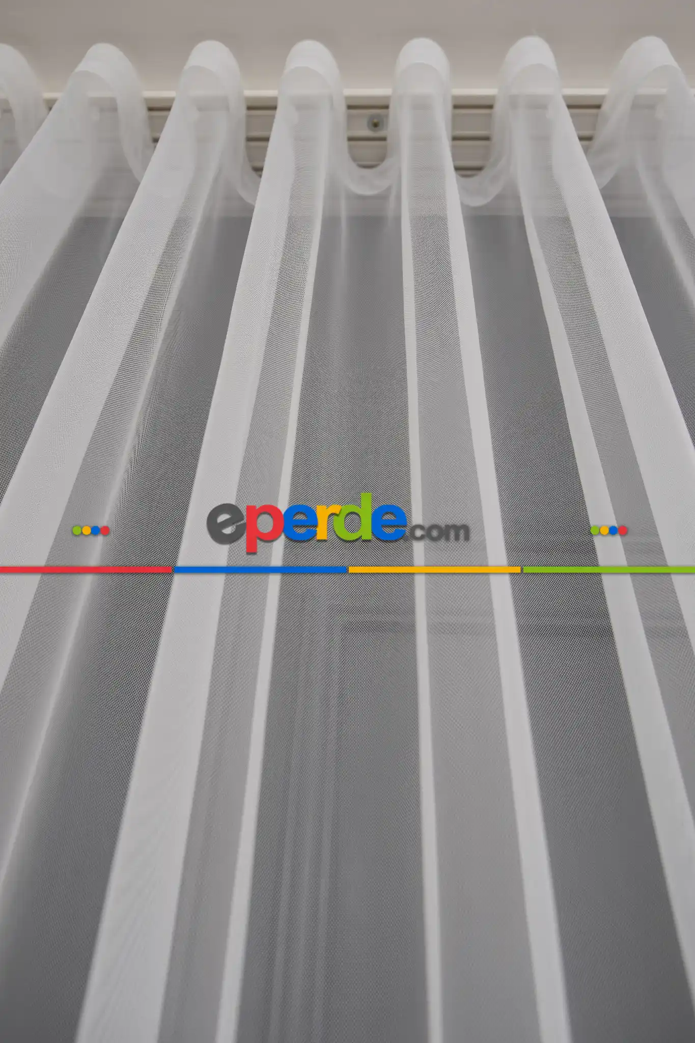 Grek Düz Tül Ekru Renk - İtinalı Dikiş - S Pile - Kurşunlu Tül