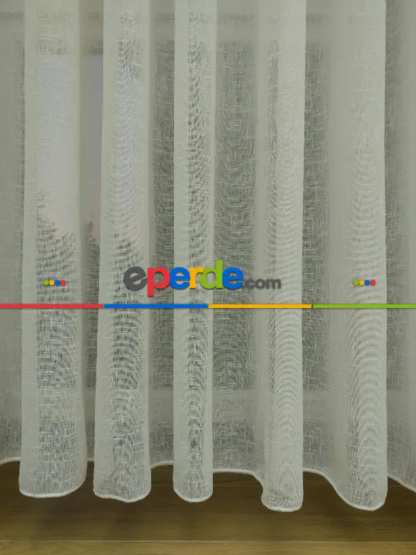 1. Kalite Şantuk Keten Ekru Tül Perde- Ekru - Kurşunlu Tül