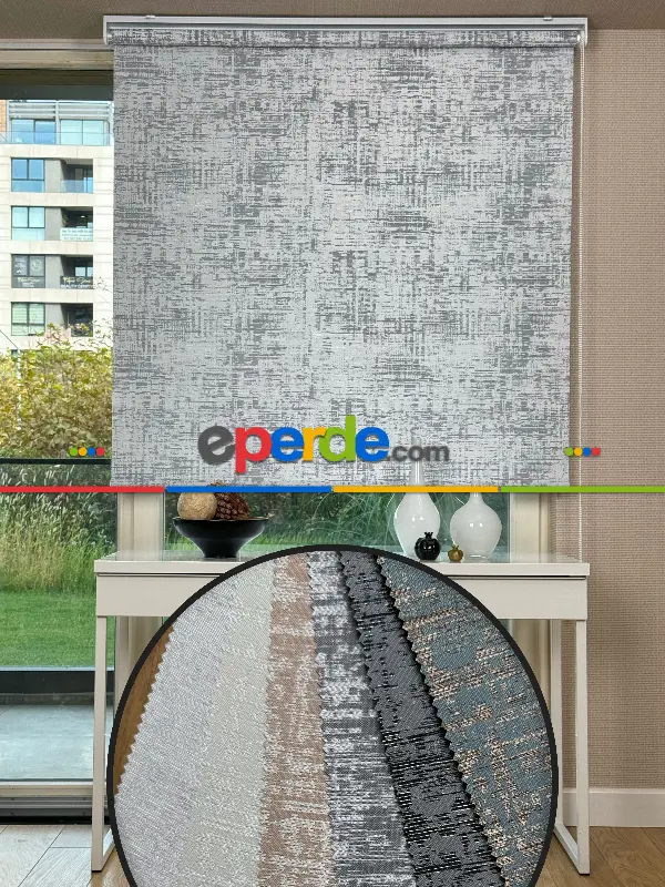 Salon Jakar Dokuma Stor Perde, Standart Metal Kasalı Yüksek Kalite Kornişe Kolay Montaj Seçenekli