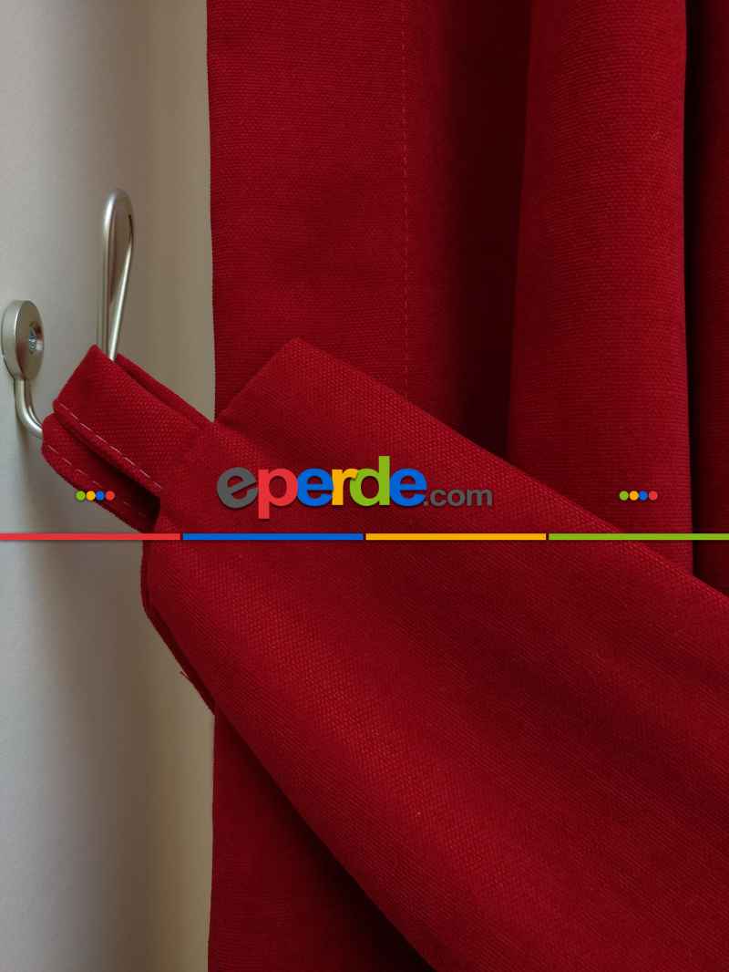Koyu Kırmızı - Düz Fon Perde ( Dökümlü Fon Perde)- Kırmızı Koyu
