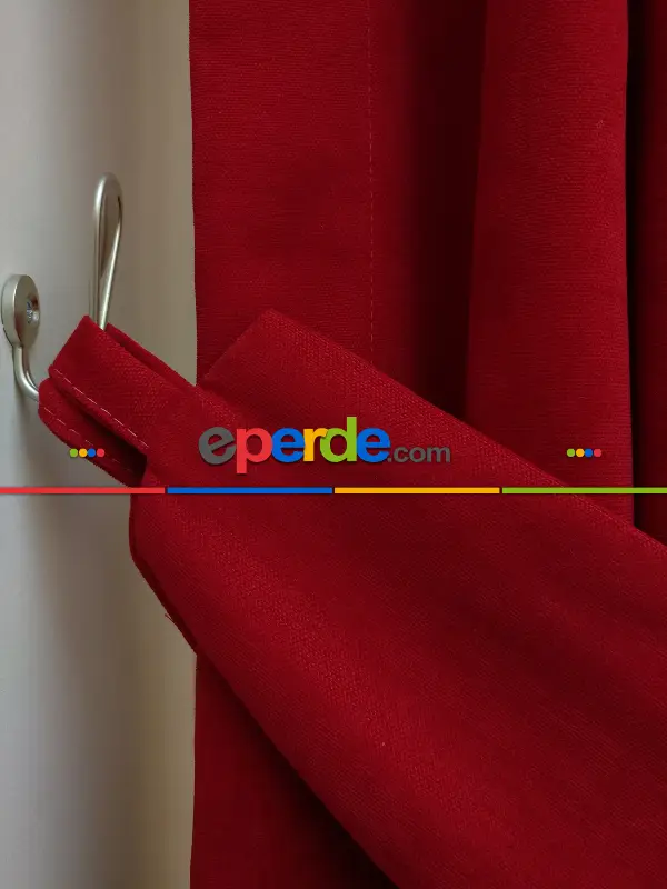 Salon Fon - Koyu Kırmızı - Düz Fon Perde (  Dökümlü Fon Perde)- Kırmızı Koyu