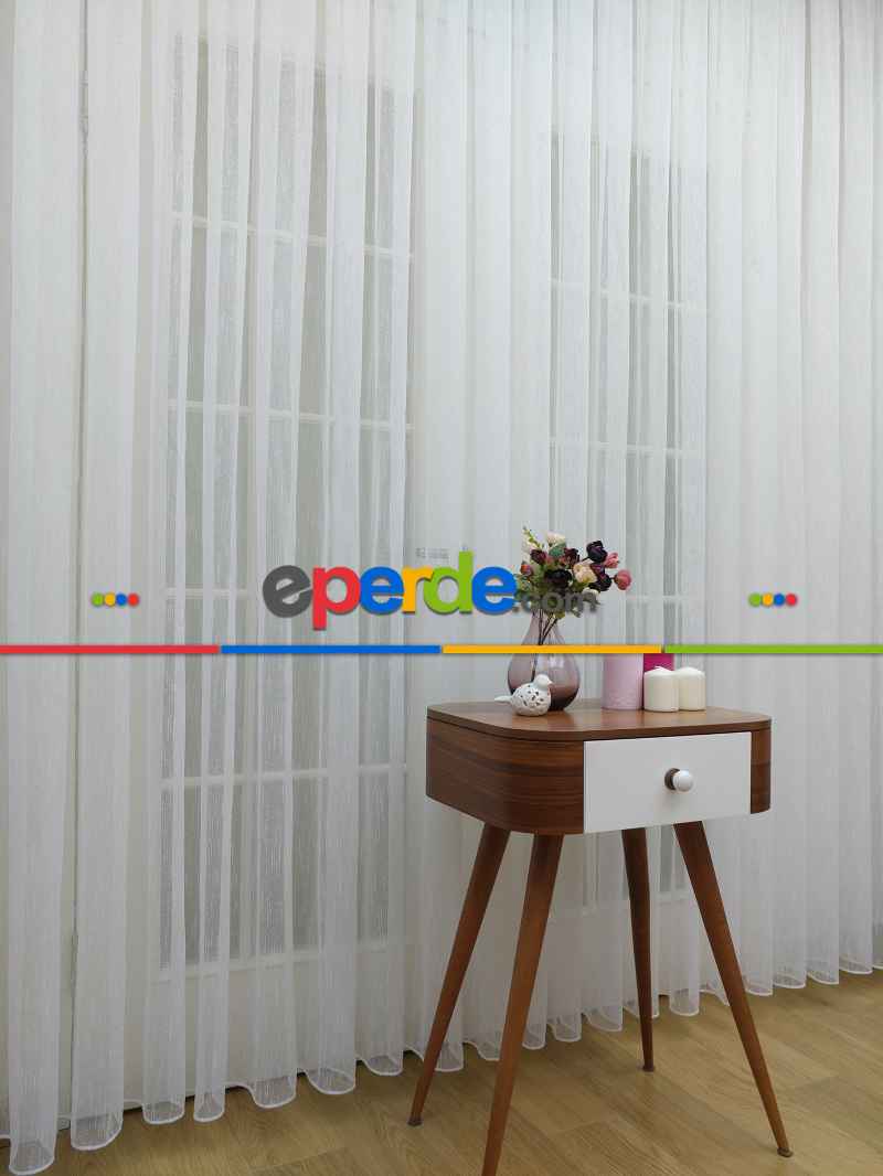 Mutfak - Ekru Şantuk Düz Tül Perde- Ekru