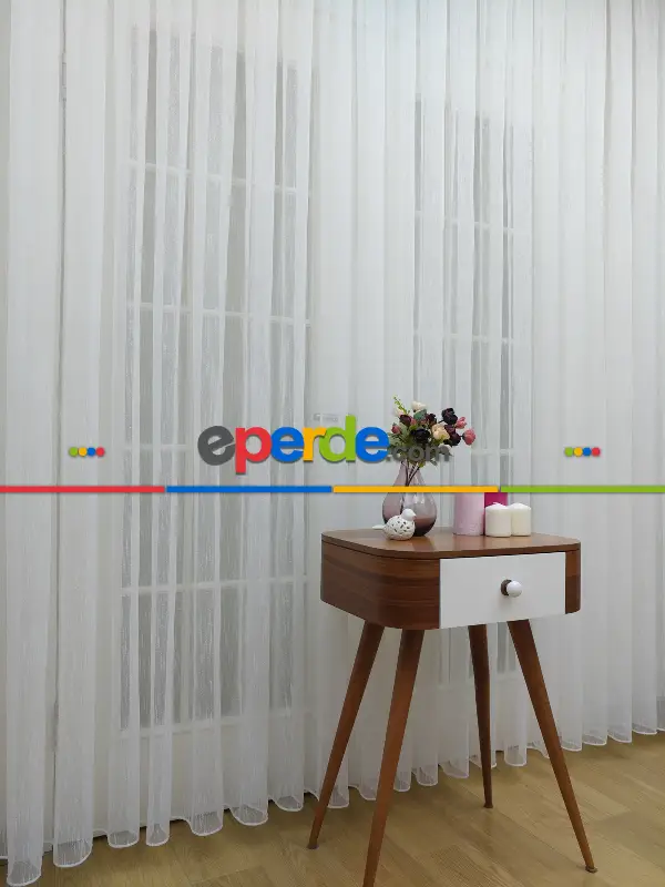 Ekru Şantuk Düz Tül Perde- Ekru - Kurşunlu Tül