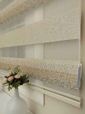 Krem - Kahverenk Geçişli Zebra Perde 2021 Elit(kalın Kumaş)- Krem-kahve