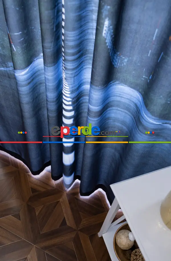 Hazır Ölçülü Dökümlü Kumaştan Yol Manzaralı Baskılı Pilesiz Fon Perde 1. Kalite 180cm X 255cm 