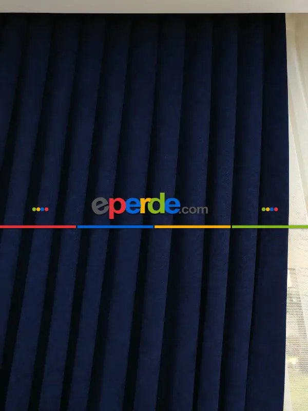 Salon Fon - Lacivert Düz Fon Perde Dökümlü Birinci Kalite 300 Cm Geniş En Daha Hesaplı- Lacivert