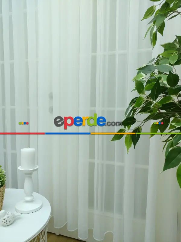 Salon Tül - Ekru Tergal Vual Düz Tül Perde- Ekru