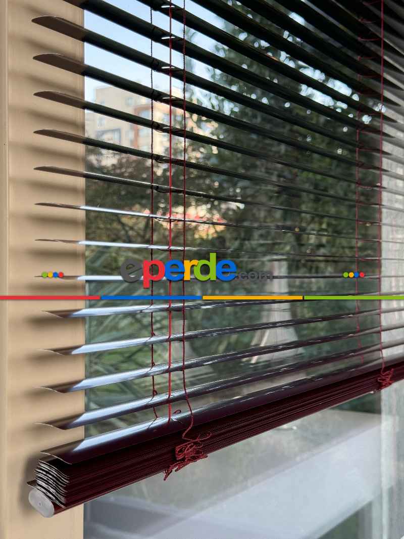 Mutfak Jaluzi - Bordo Alüminyum Jaluzi Perde - 25mm