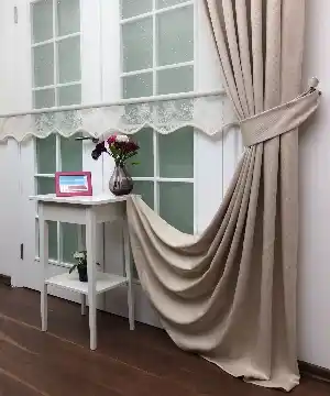 Koyu Krem Renk Düz Fon Perde- Krem Koyu