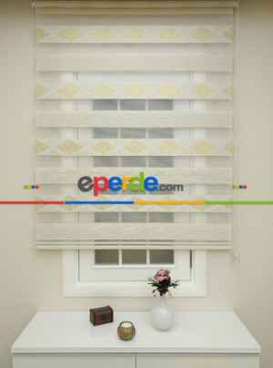 Zebra Perde - 2022 Damask Altın Krem