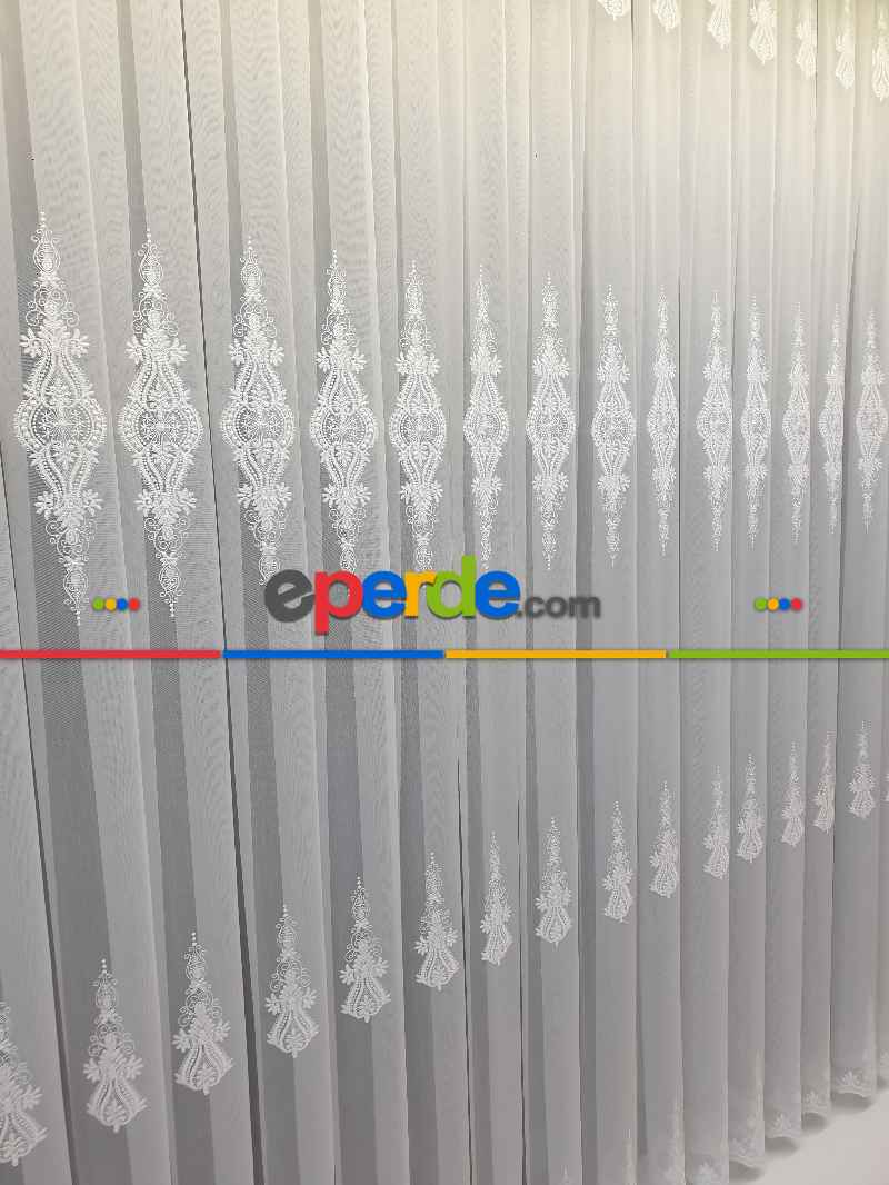 Salon Tül - Nakışlı Damask Model Nakıştrend Tül Salon Tasarım Perdesi