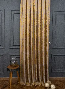 Yatak Odası - Jakar Dokuma Fon Perde Hardal Sarı Renk