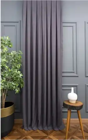 Petek Desen Sade Fon Perde Koyu Gri
