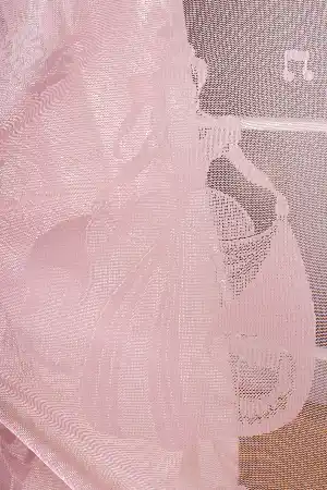 Kız Çocuk Odası Tül Perde - Sindirella Kız Çocuk Odası Örme Tül Perde - Pembe