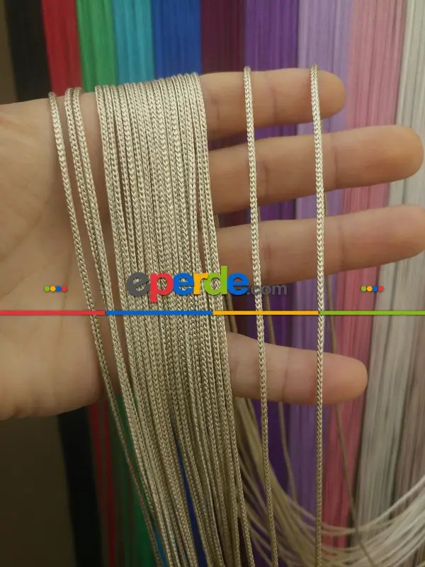 Kalın Zincir Serisi İp Perde (beyaz, Krem, Gri, Kırmızı, Bordo, Siyah, Mavi, Pembe, Sarı)- Sütlü Kahve