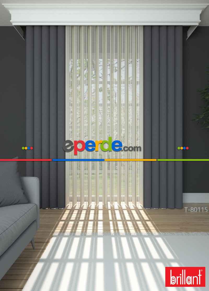 Brillant Akıllı Tül Perde Füme Renkli Tül Dikey Zebra Perde Düz 1. Kalite