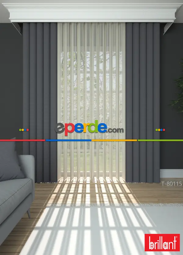 Brillant Akıllı Tül Perde Füme Renkli Tül Dikey Zebra Perde Düz 1. Kalite