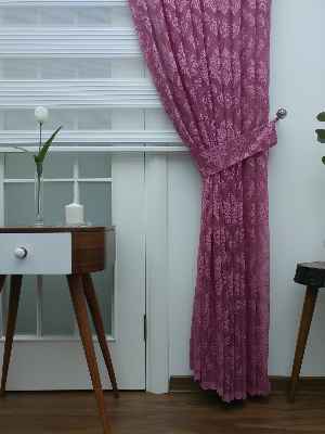 Tül Fon Perde- Gül Kurusu Damask Desenli- Gül Kurusu