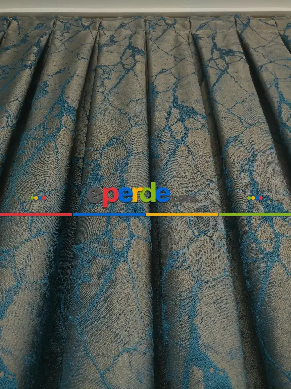 Granit Desen Jakar Fon Perde- Petrol Mavisi