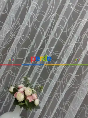 Spor Desen Fransız Dantel Tül Perde ( Hazır Ölçü 1/2.5 Normal Pile )- Ekru 200cm X 195cm 