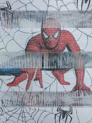 Zebra Perde- Dijital Spıderman Örümcek Adam Baskılı Zebra Perde- Mavi-Kırmızı-Sarı