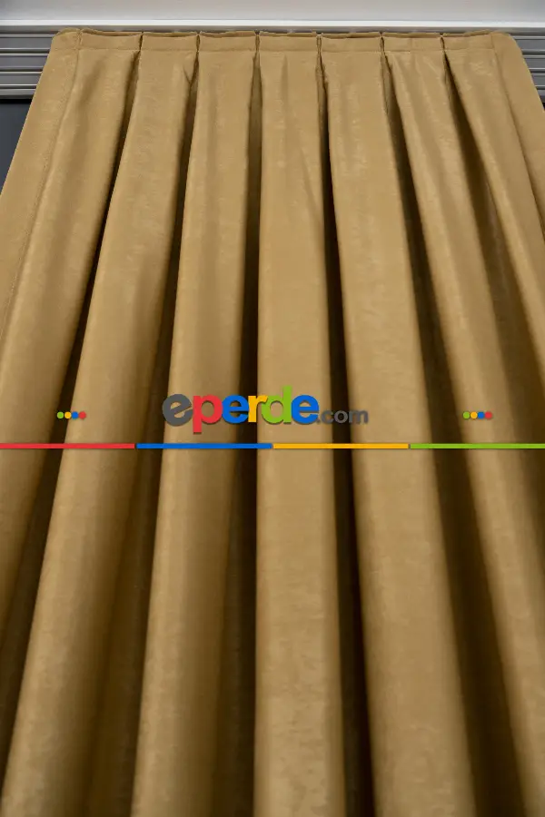 Salon - Soft Fon Perde Hardal Rengi Dökümlü En - Hardal