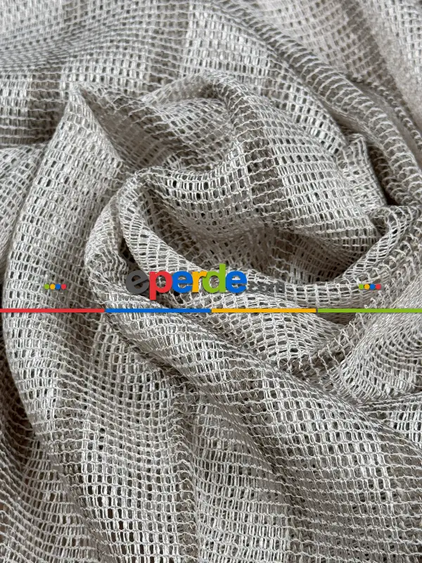 Çizgili Keten Doğal Dokulu Düz Tül Perde, Ağır Gramajlı Özel Dokuma Premium Seri