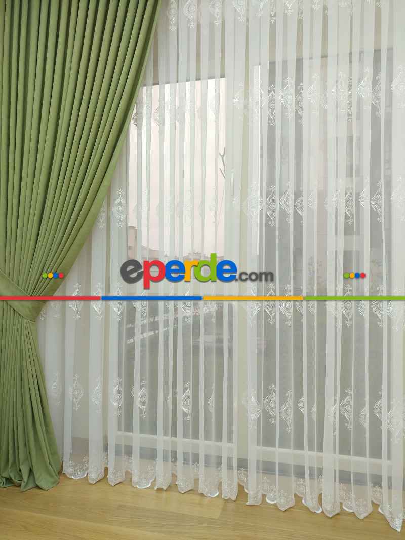 Su Yeşili Düz Fon Perde Dökümlü Birinci Kalite 300 Cm Geniş En Daha Hesaplı- Su Yeşili