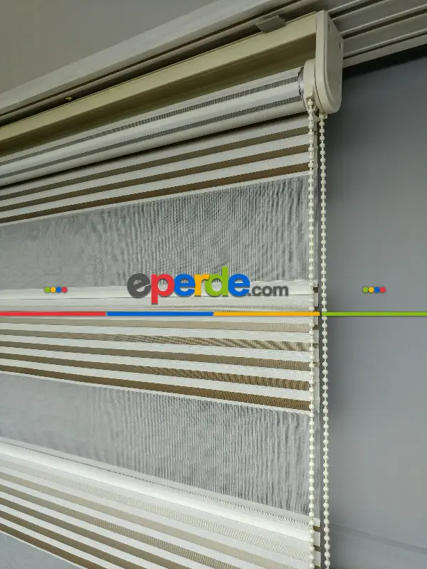 Salon Zebra Perde - 2021 Sezonu - Degrade Renk Geçişli Geniş Pileli (plise) Perde- Vizon Rengi