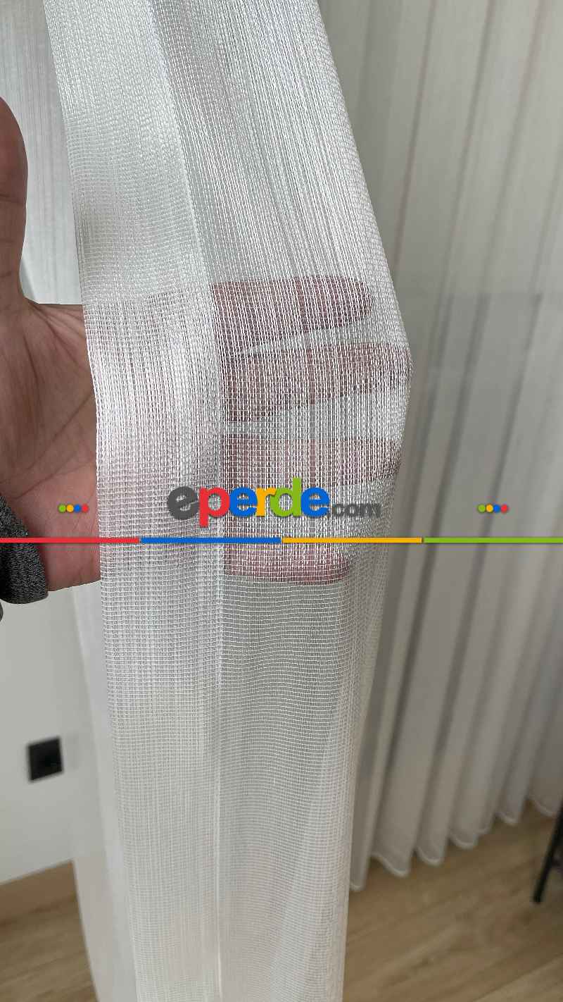 mutfak - Düz Çizgili Tül - İnci Tül - Dönergücü- Ekru