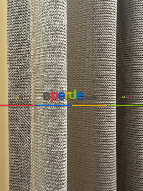 Oturma Odası - Gri Tül Perde, Ağır Gramajlı Premium Seri, Kurşunlu Tül