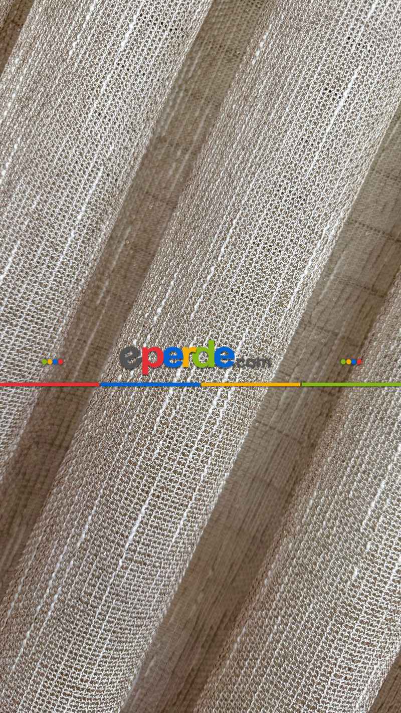 Genç Odası Bej Keten Gümüş Simli Tül Perde - Ağır Gramajlı Premium