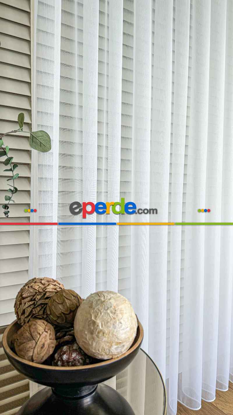 Yatak Odası - Ekru Simli Bambu Tül Perde - İpek Yumuşaklığında Armür Tül Perde