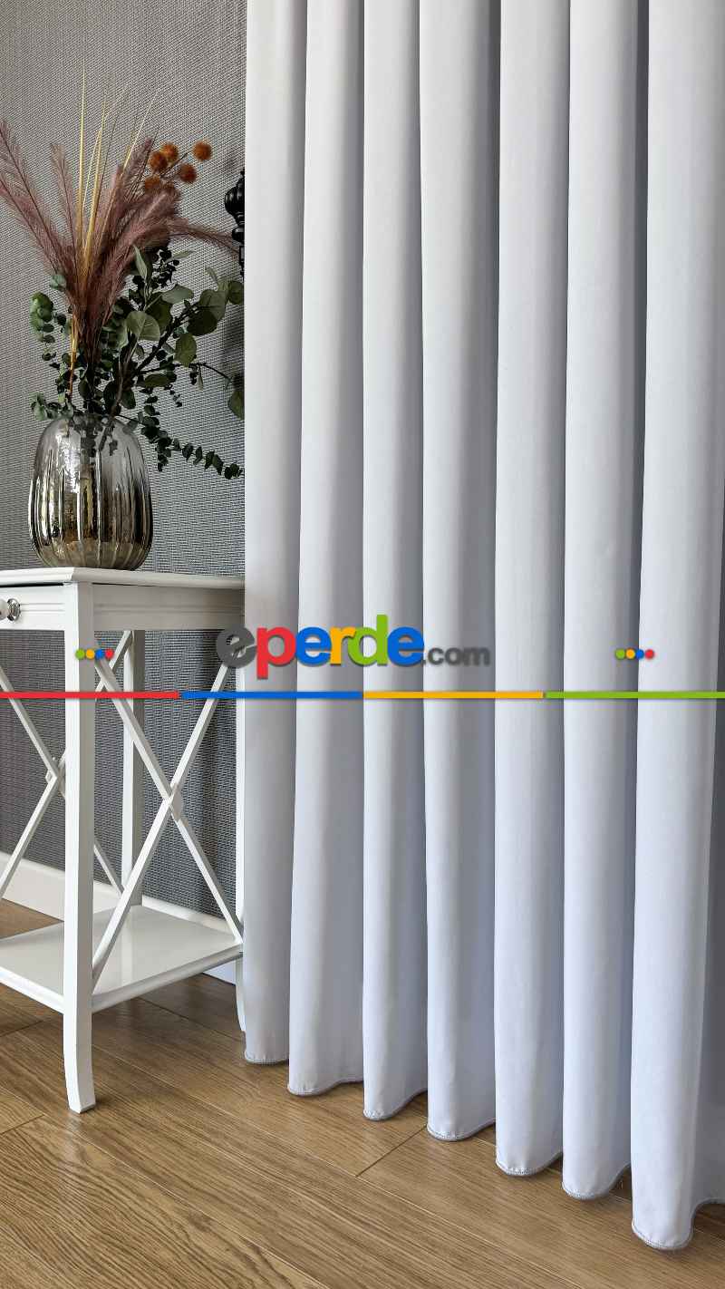 Açık Gri İpek Krep Düz Tül Perde, Premium Kalite Serisidir. Sılk Crepe - Grey