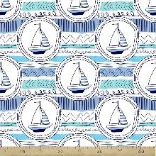 Bebek Odası Fon - Marine Desenli Fon Perde Evm791 Kumaşı Kalındır Duck Bezi Değildir- Mavi