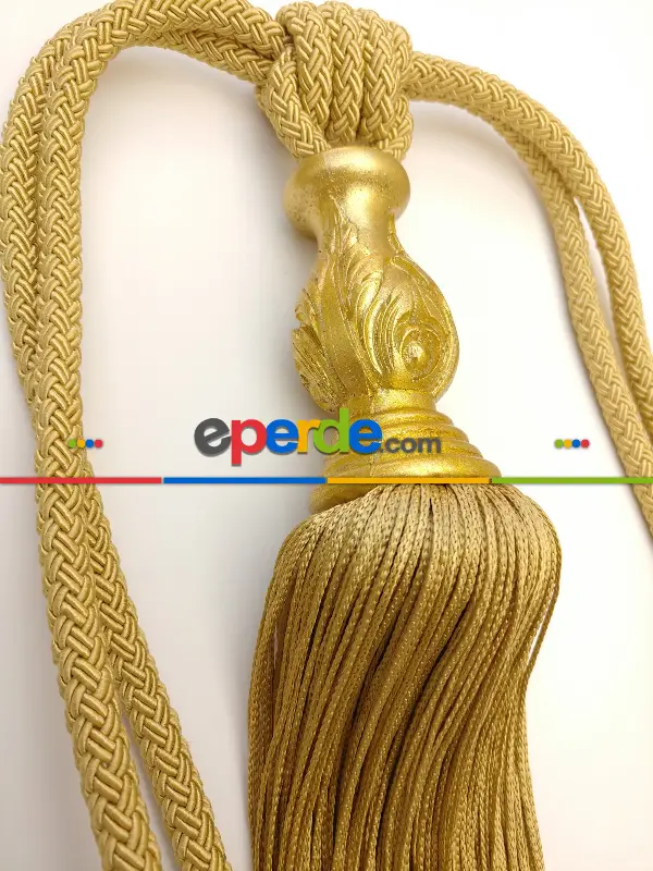 Altın Hardal Sarı Gold Braçol Perde Bağı- Sarı-altın