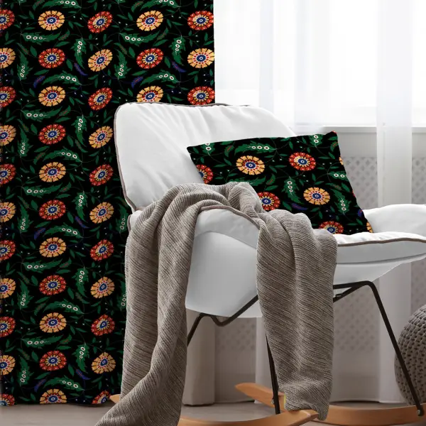 Çiçekli Fon Perde Evim2033-3 Kumaşı Kalındır Duck Bezi Değildir