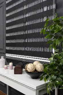 70x200 Hazır Siyah Bambu Zebra Perde