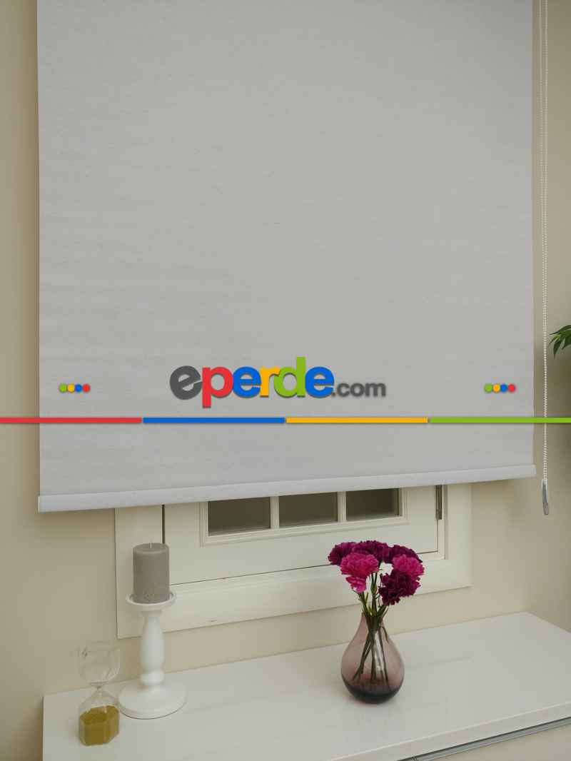 Stor Perde Keten Görünümlü Stor (pvc Kaplama) Kalın Dokulu- Krem Açık