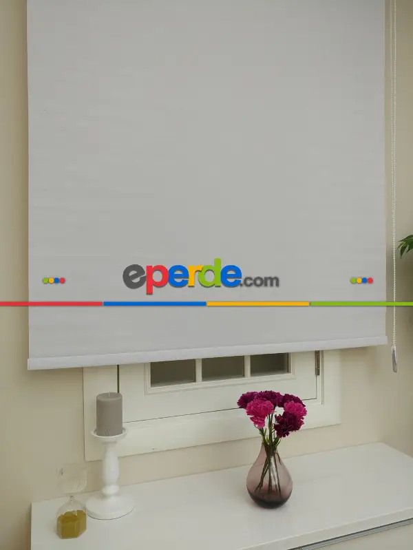 Stor Perde Keten Görünümlü Stor (pvc Kaplama) Kalın Dokulu- Krem Açık